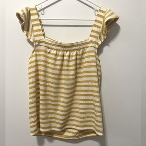 Loft Yellow and White Striped Blouse Size S